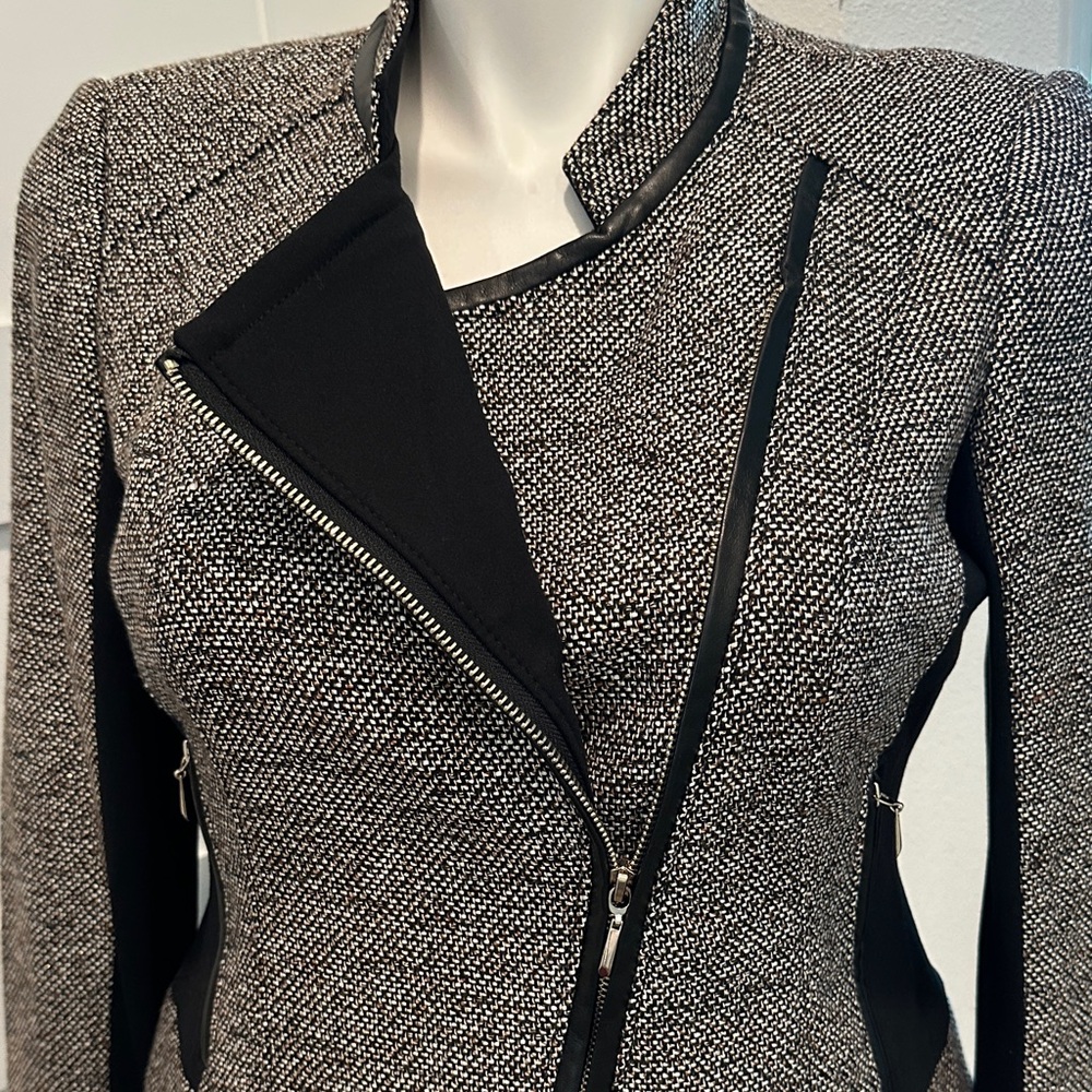White House Black Market Tweed Blazer Black with Camel & Black Accents - Picture 7 of 16
